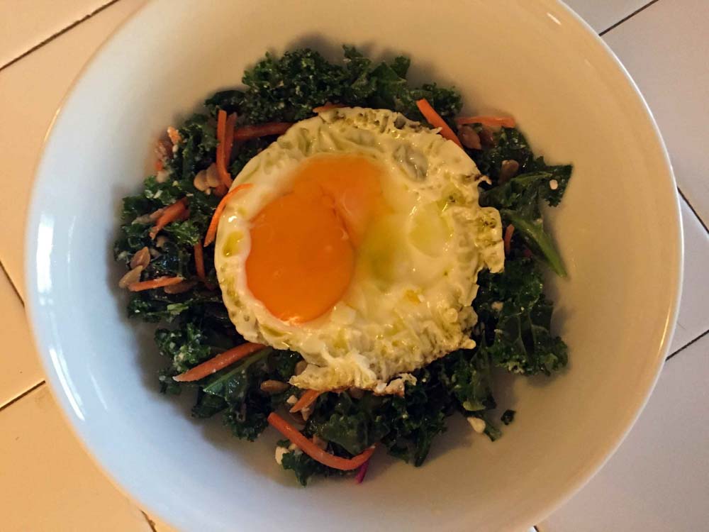 Food Runny-Egg-over-Kale-Salad